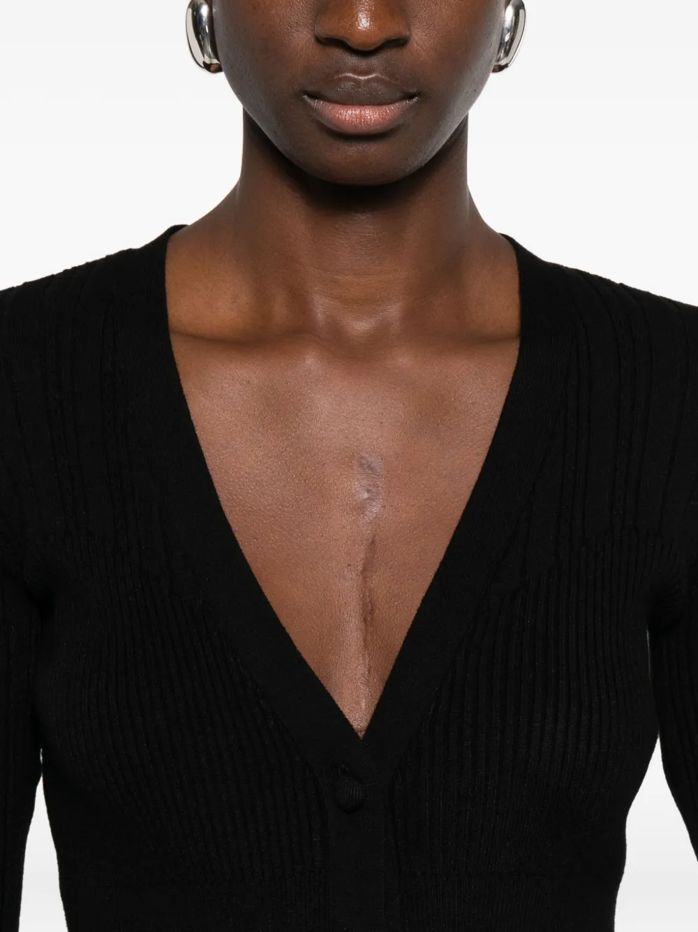 TWINSET Geribbelde jurk met knoopsluiting Zwart