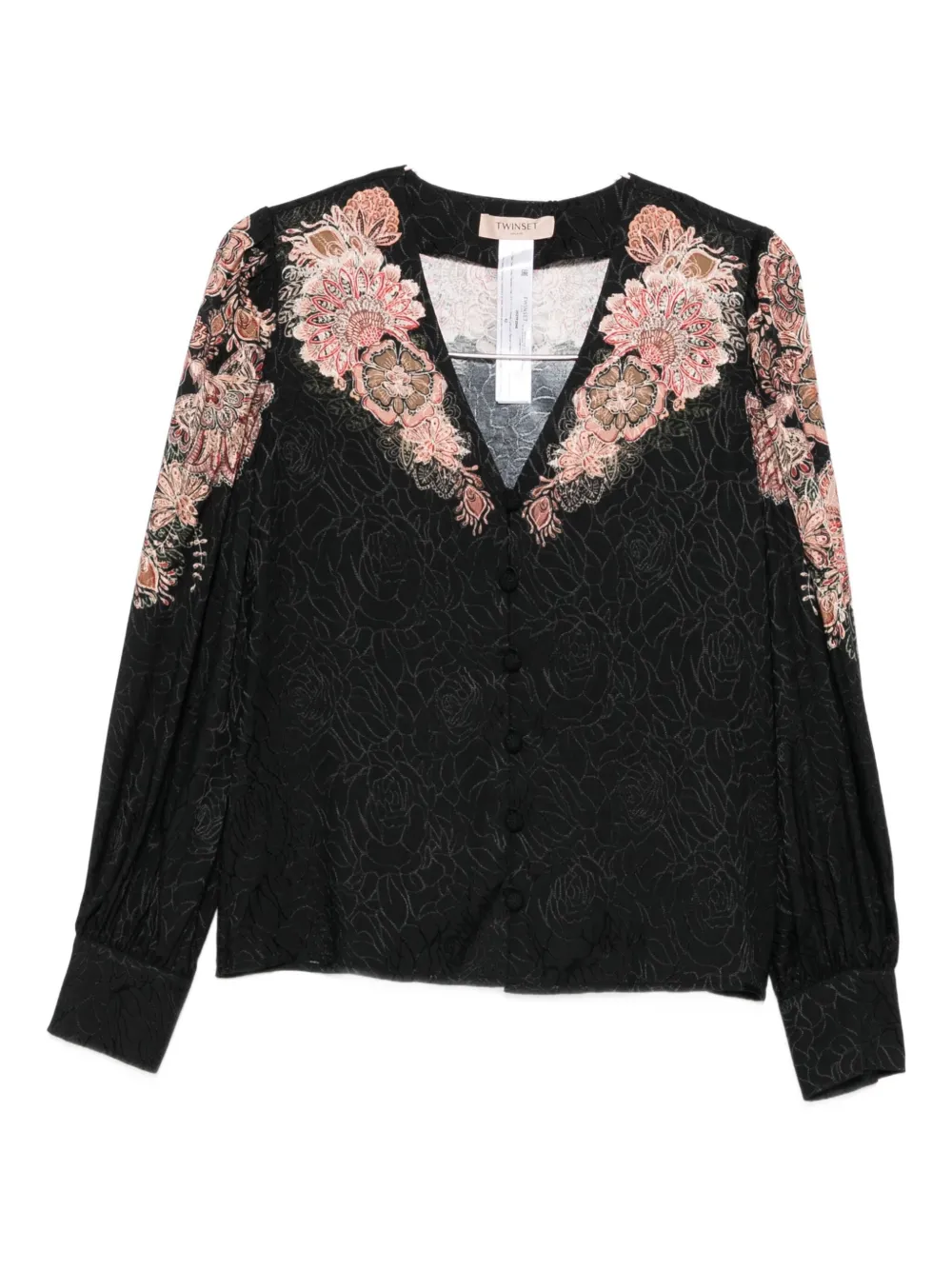 Twinset Floral-lace Shirt In Black