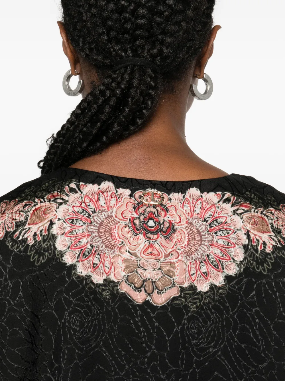 Twinset Floral-lace Shirt In Black