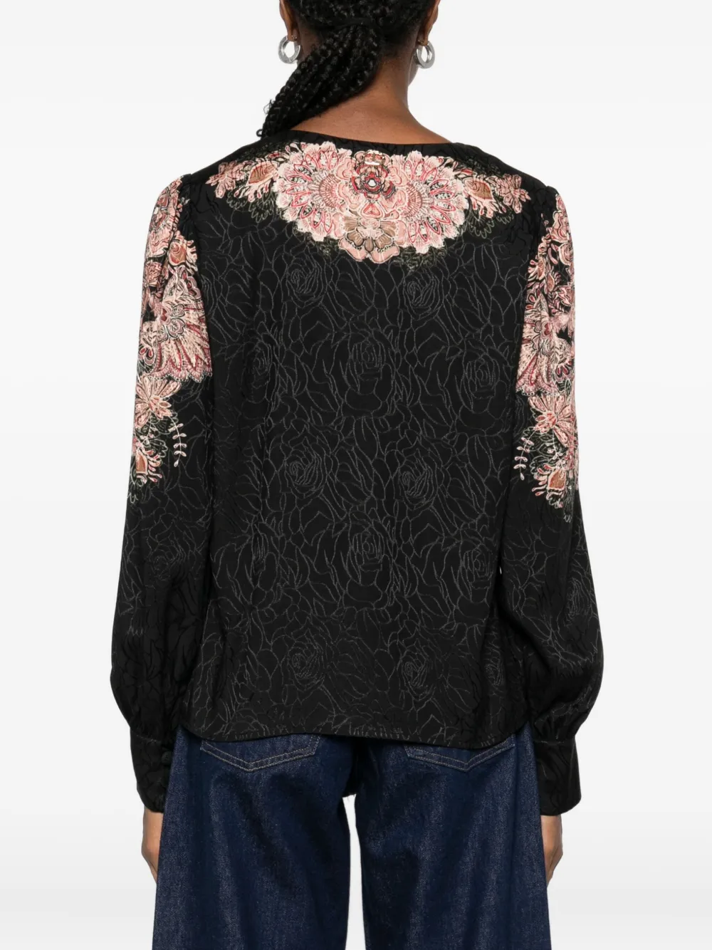 Twinset Floral-lace Shirt In Black