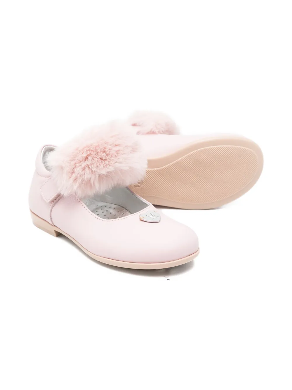 Monnalisa heart-detailing ballet flats - Roze