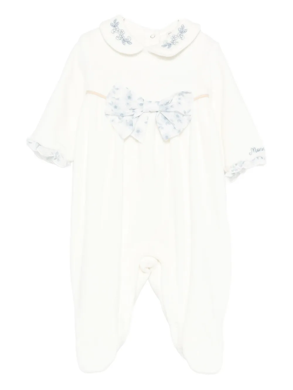 Monnalisa mameluco con moño floral | blanco | Image 1