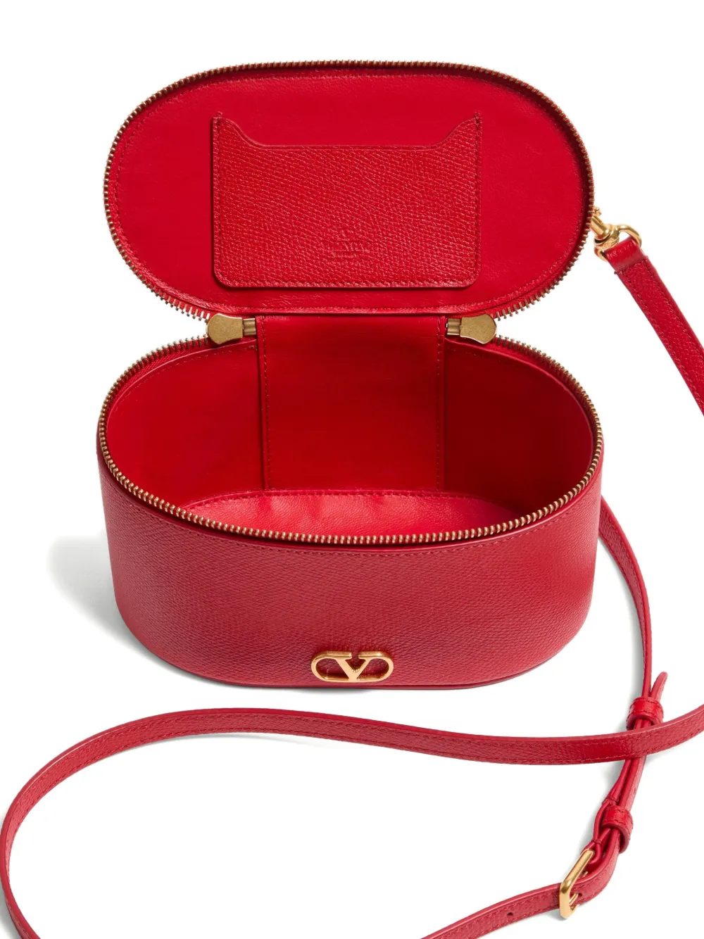 Valentino Garavani Vlogo Signature Mini Vanity Bag In Grainy Calfskin Woman Rouge Pur Uni In Red