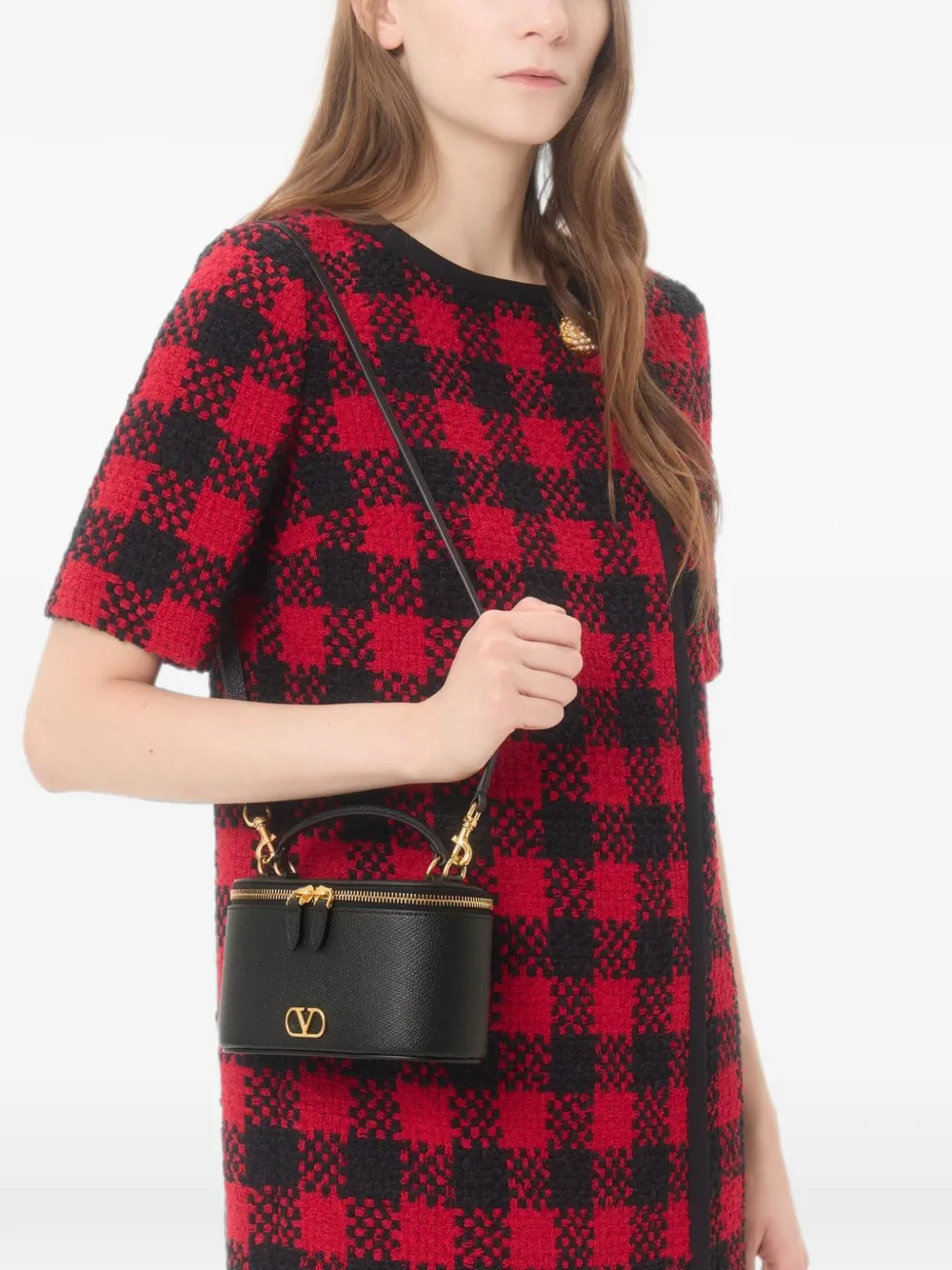 Valentino Garavani VLogo Signature mini-tas van korrelig kalfsleer Zwart