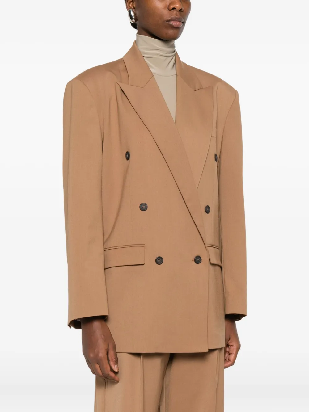 The M Double-breasted Buttoned Jacket In Nude