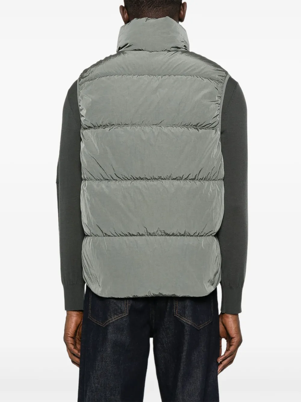 C.p. Company Quilted Zip-front Vest In Green
