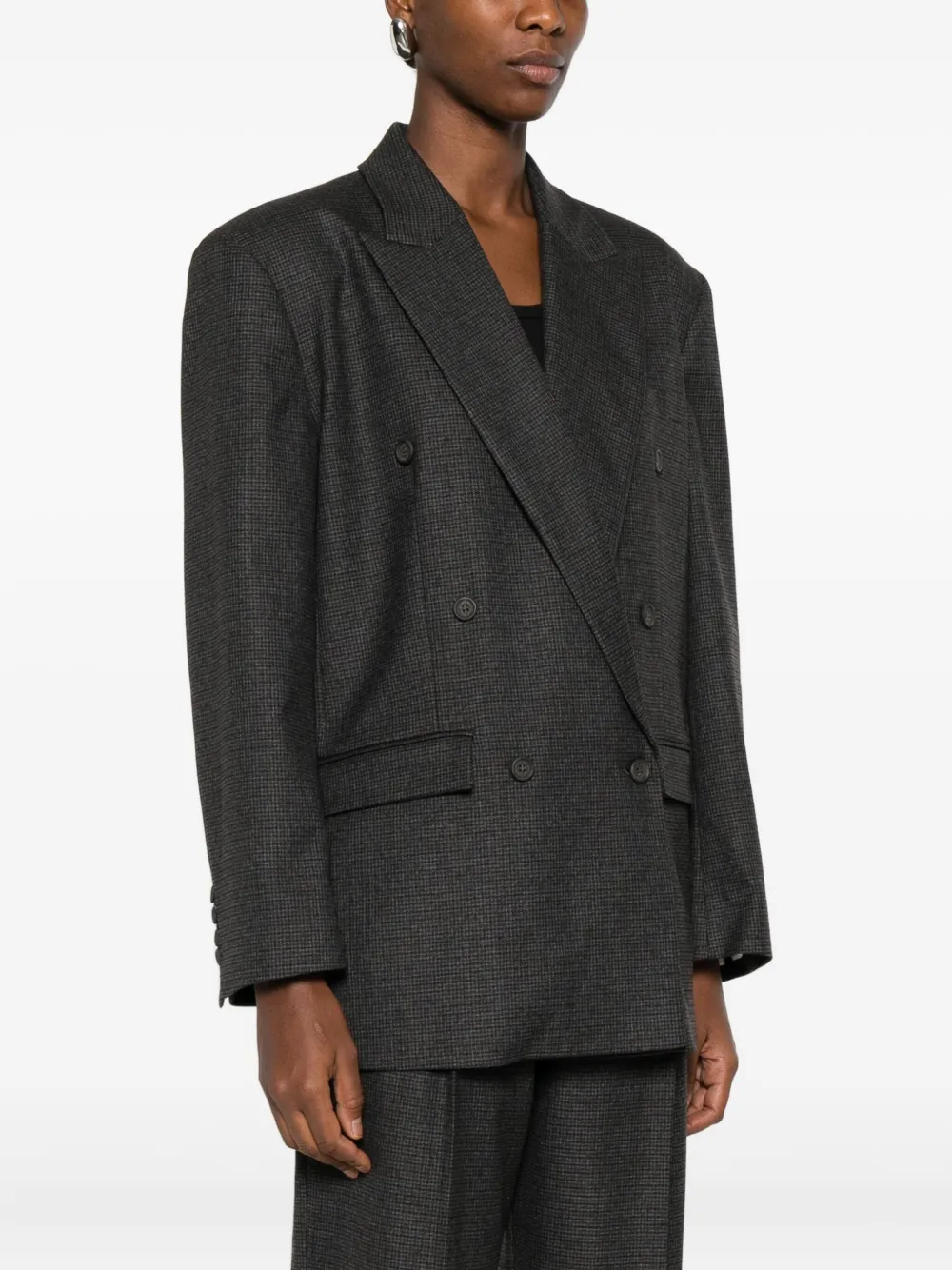 The M Double-breasted Fitted Jacket In Gray