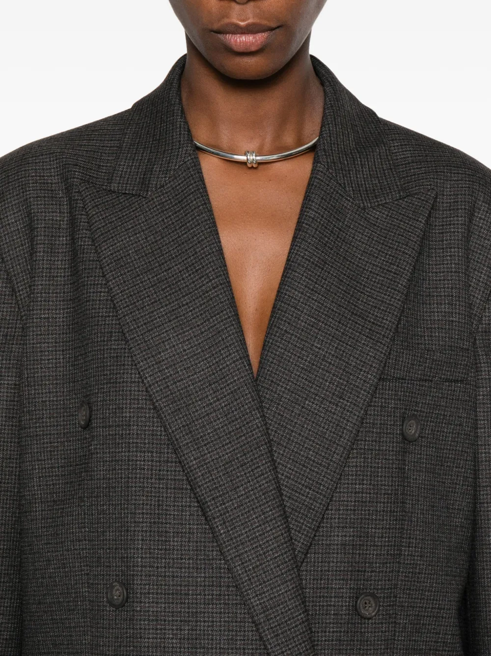The M Double-breasted Fitted Jacket In Gray