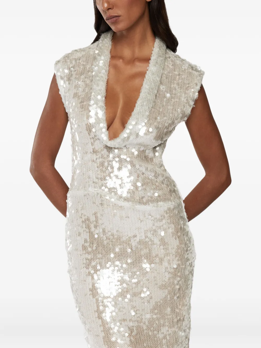 Genny Sequinned Gown In White
