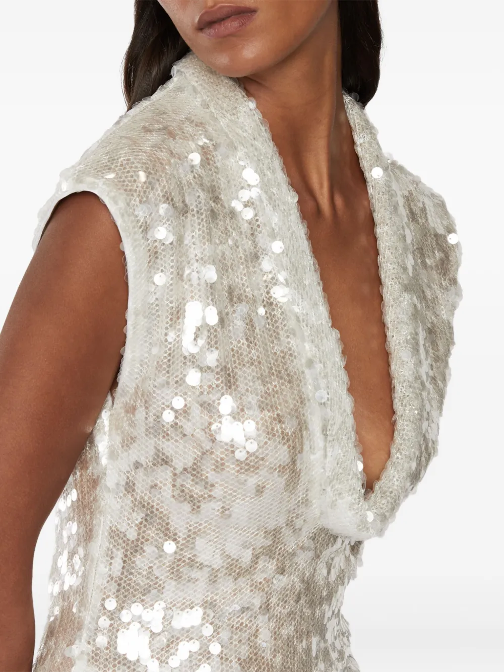 Genny Sequinned Gown In White