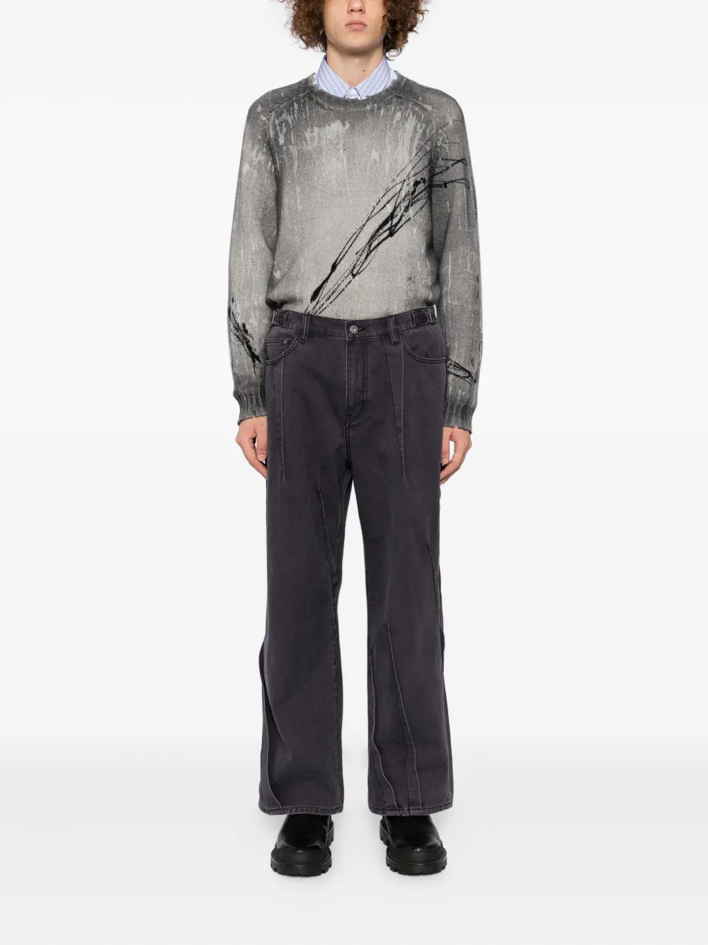 Feng Chen Wang Jeans met riemdetail - Paars