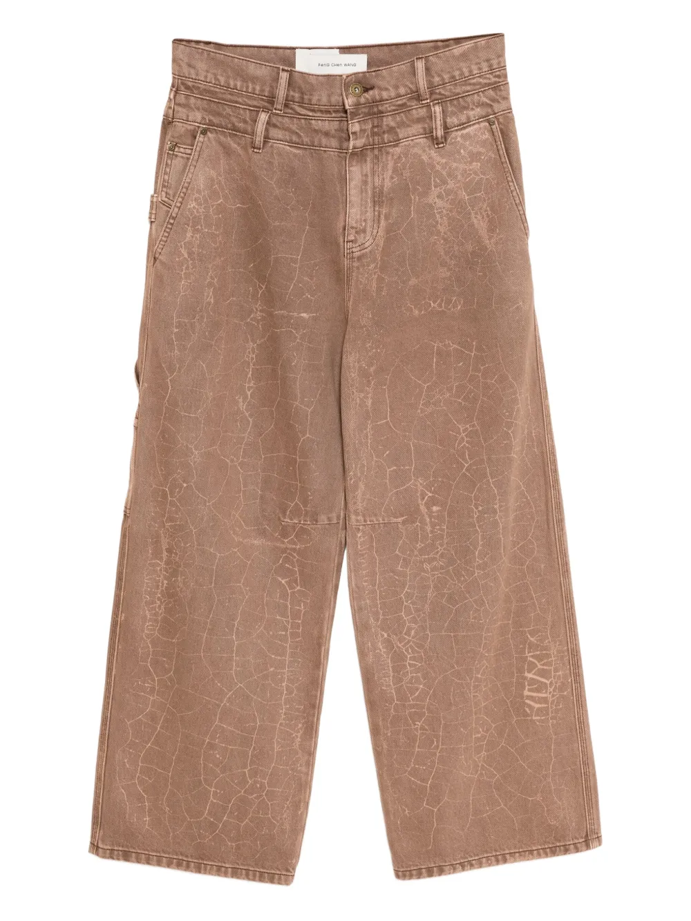 Feng Chen Wang crack-print jeans | Brown | Image 1