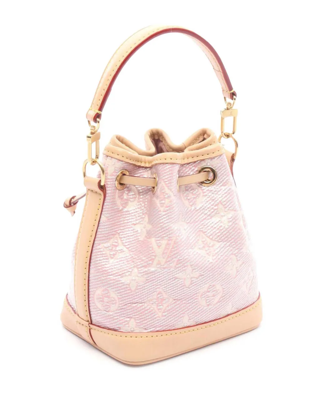 Pre-owned Louis Vuitton 2021-2025 Monoglam Nano Noe Bucket Bag In Pink