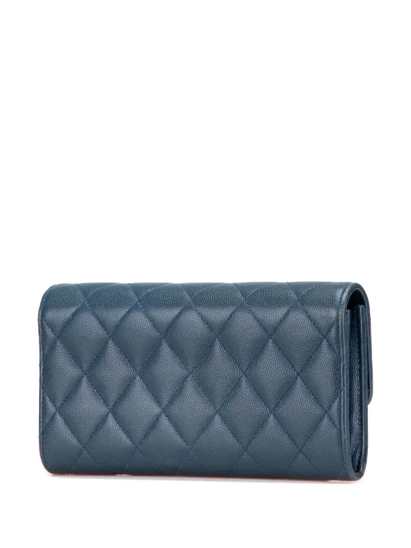 CHANEL Pre-Owned 2016-2017 CC Quilted Caviar Classic Flap Wallet