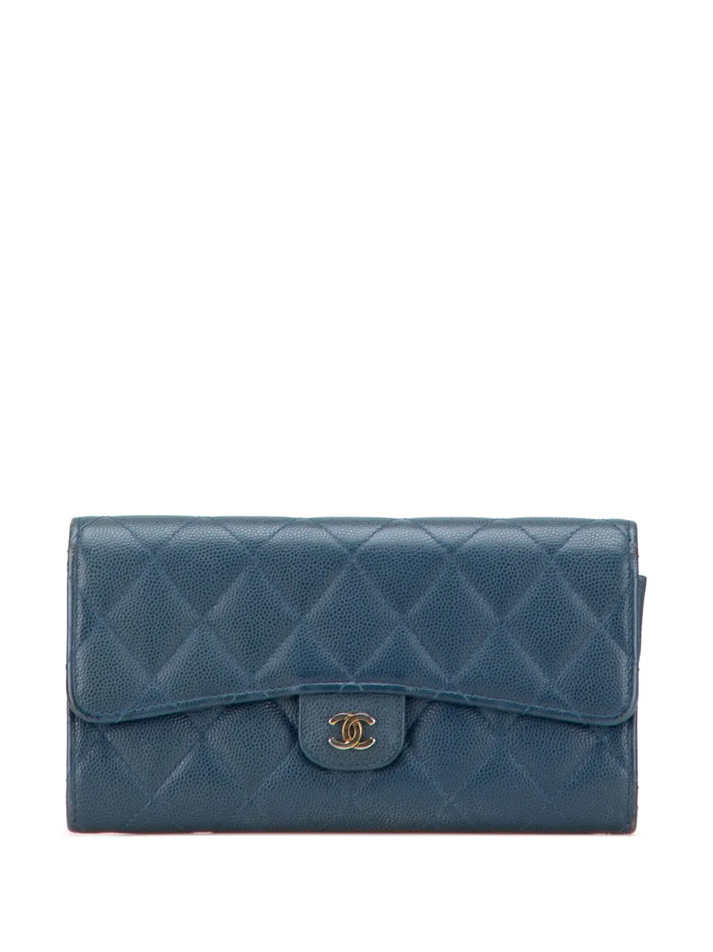 CHANEL Pre-Owned 2016-2017 CC Quilted Caviar Classic Flap Wallet long wallets | Blue | Image 1