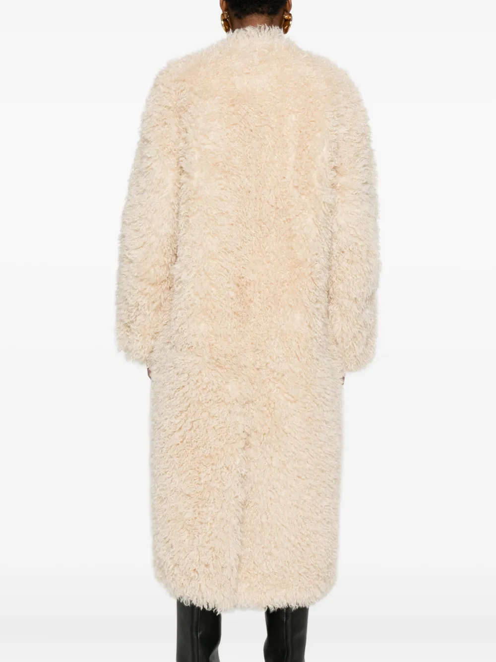 Stand Studio Long-sleeved Faux-fur Coat In Neutral