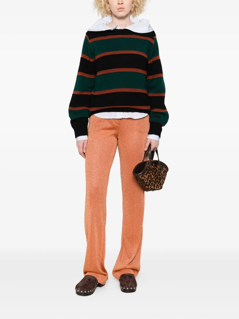 Miu Miu lurex pressed-crease trousers - Oranje
