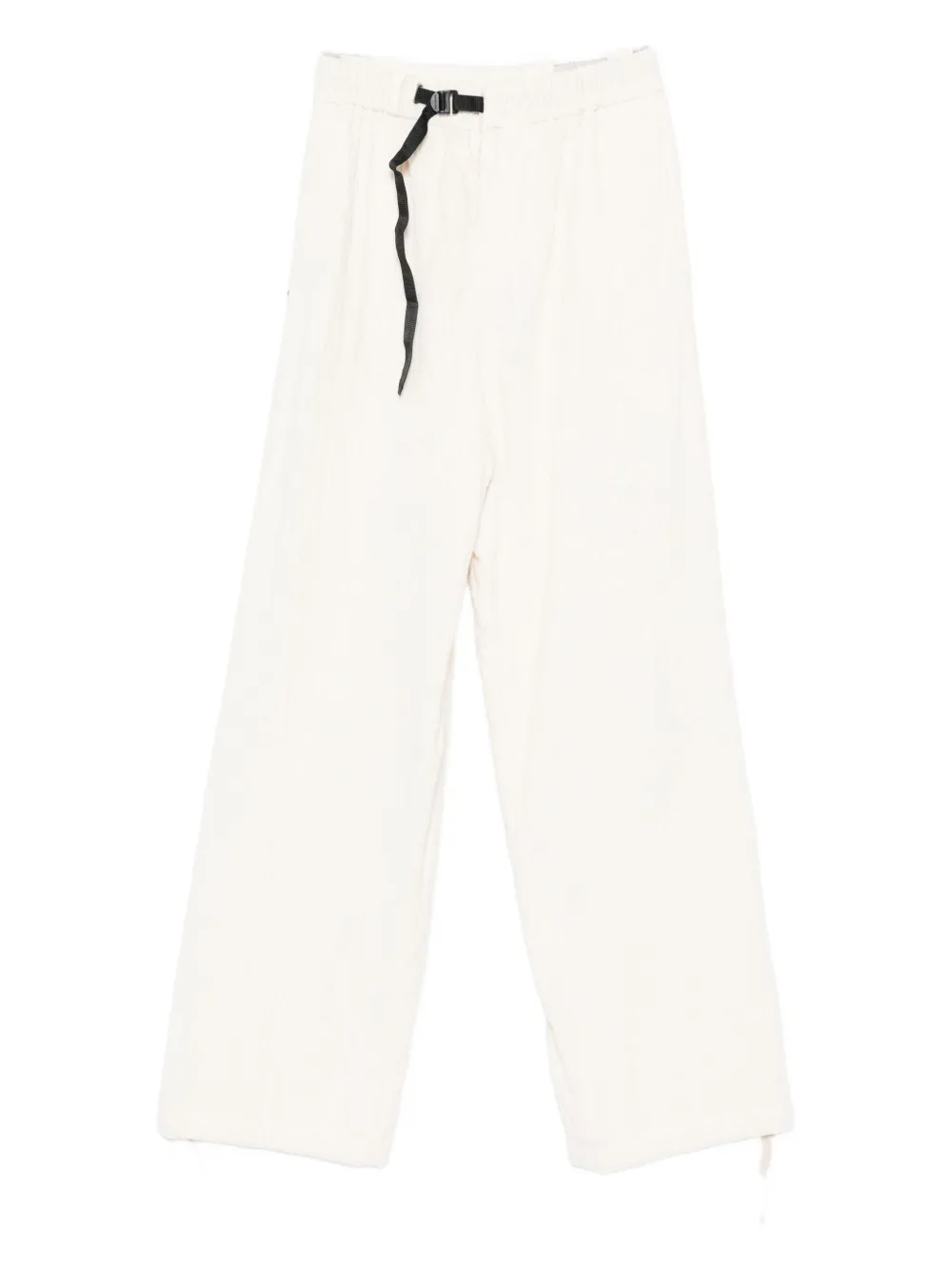 White Sand Drawstring-waist Ribbed Pants In White