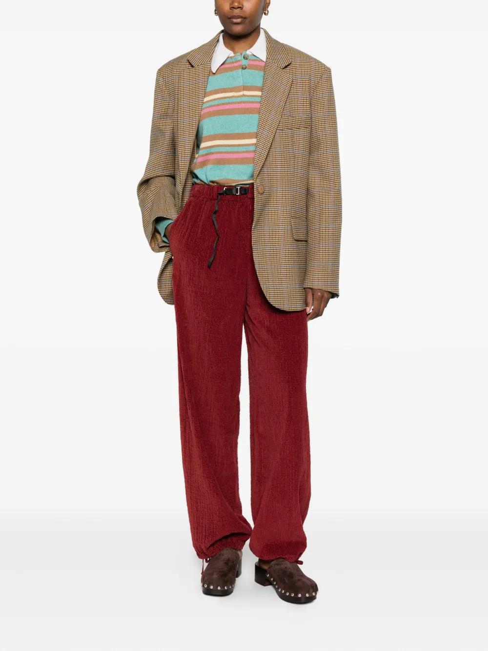 White Sand drawstring-waist corduroy pants - Rood