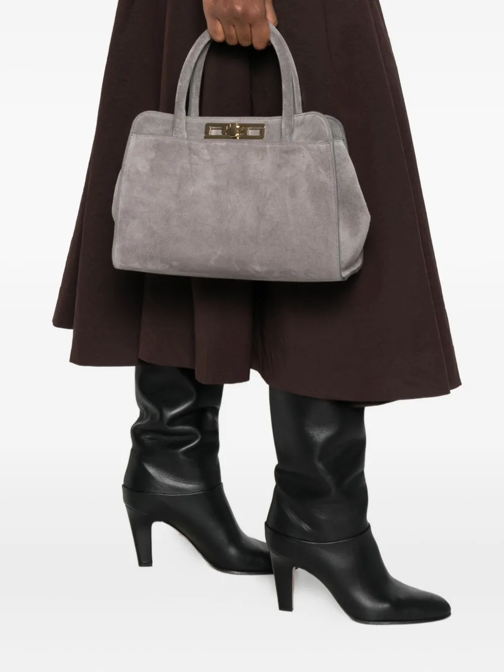 Fabiana Filippi suede top-handle tote bag - Grijs