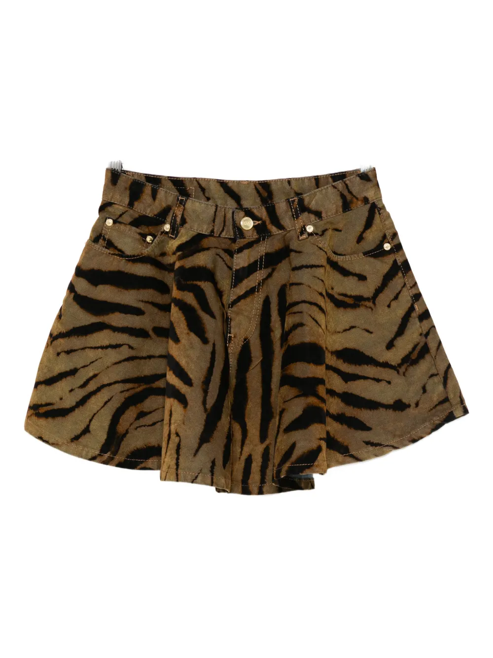 GANNI tiger-print pocket mini skirt - ブラウン GANNI tiger-print pocket mini skirt - ブラウン