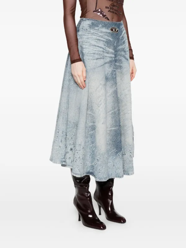 Diesel Denim midi-rok Met A-lijn En Logoplakkaat | Blauw | FARFETCH NL