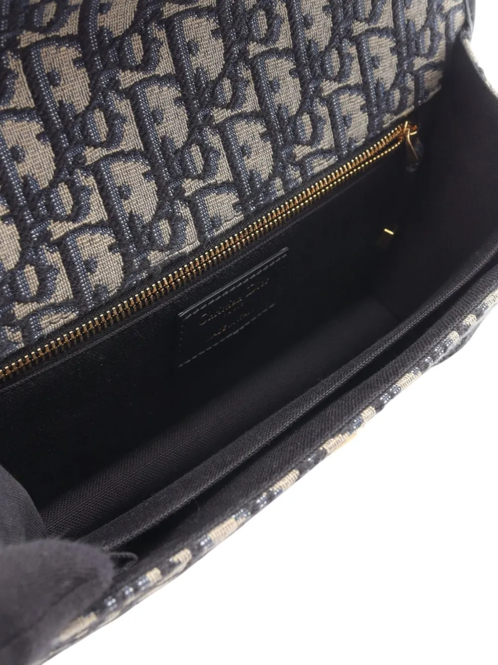 Pre-owned Dior 2000-2025 Oblique Canvas 30 Montaigne Flap Crossbody Bag In Blue