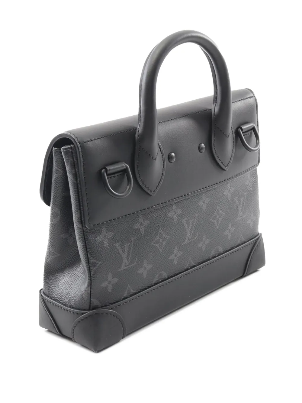 Pre-owned Louis Vuitton 2021-2025 Monogram Eclipse Steamer Pm Satchel In Black