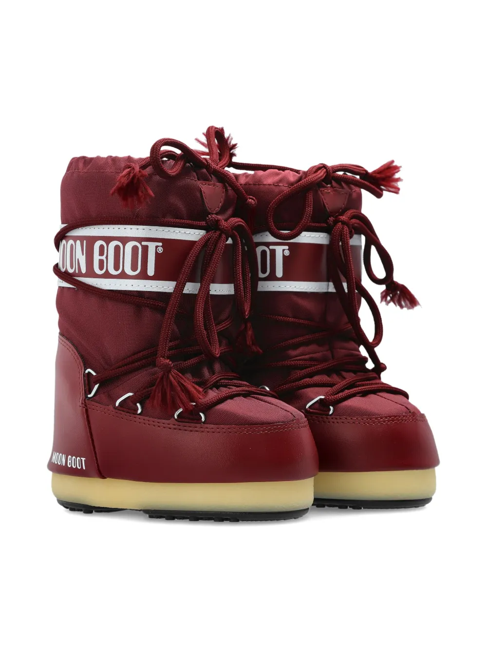 Moon Boot Kids' Logo-print Lace-up Boots In Red