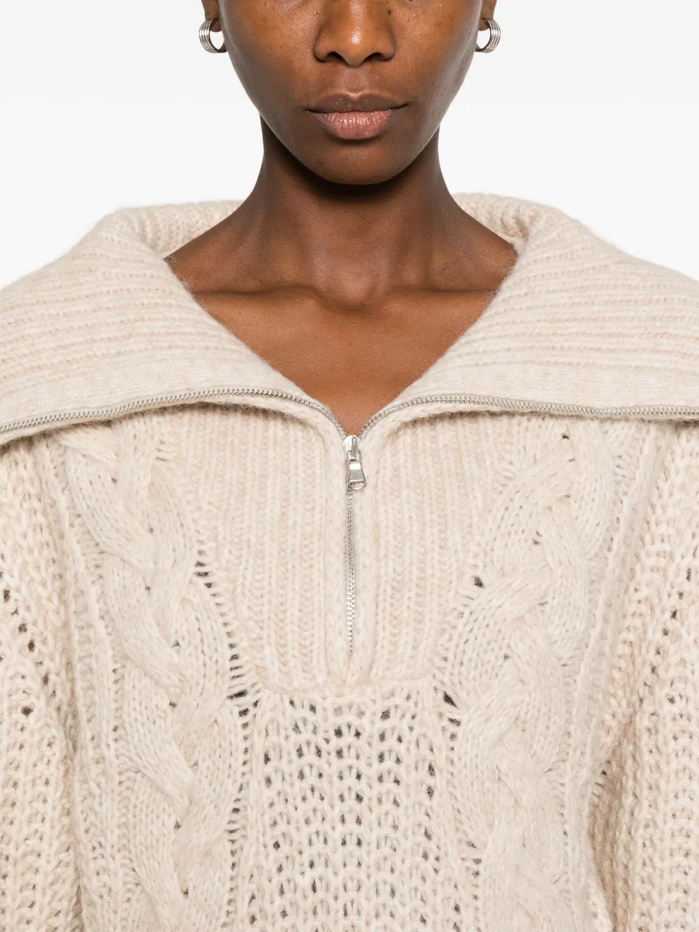 Iro Cable-knit Half-zip Jumper In Neutral