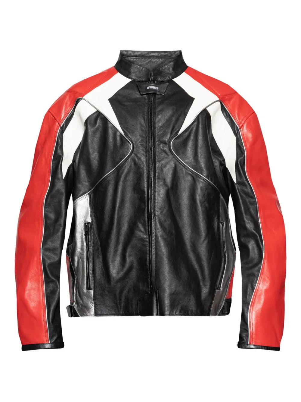 VETEMENTS panelled leather jacket - Nero