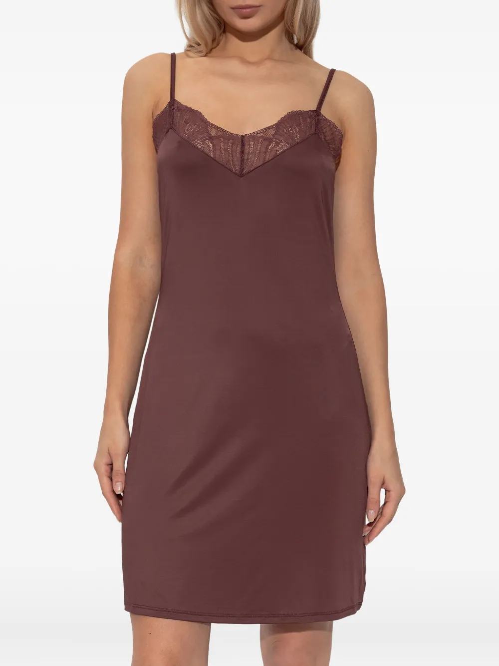 Hanro Lilith Lace-trim Camisole In Brown