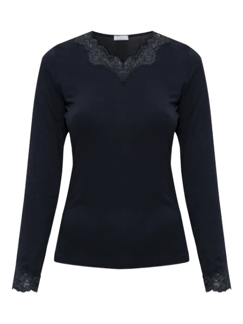 Hanro lace-trim long-sleeve top