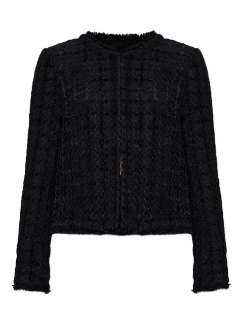 Kate Spade Plaza tweed frayed-trim jacket