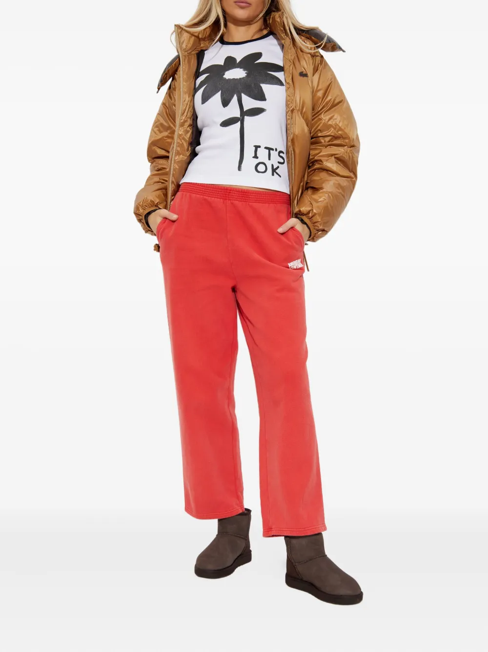 American Vintage Plizzy Track Pants In Red