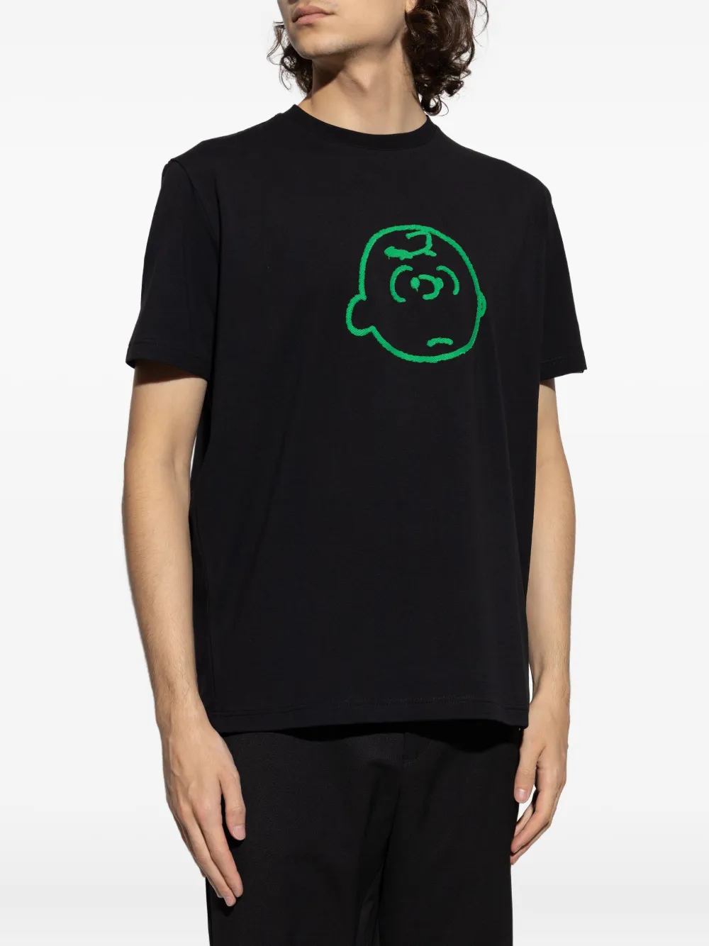 Iceberg Peanuts-embroidered T-shirt In Black