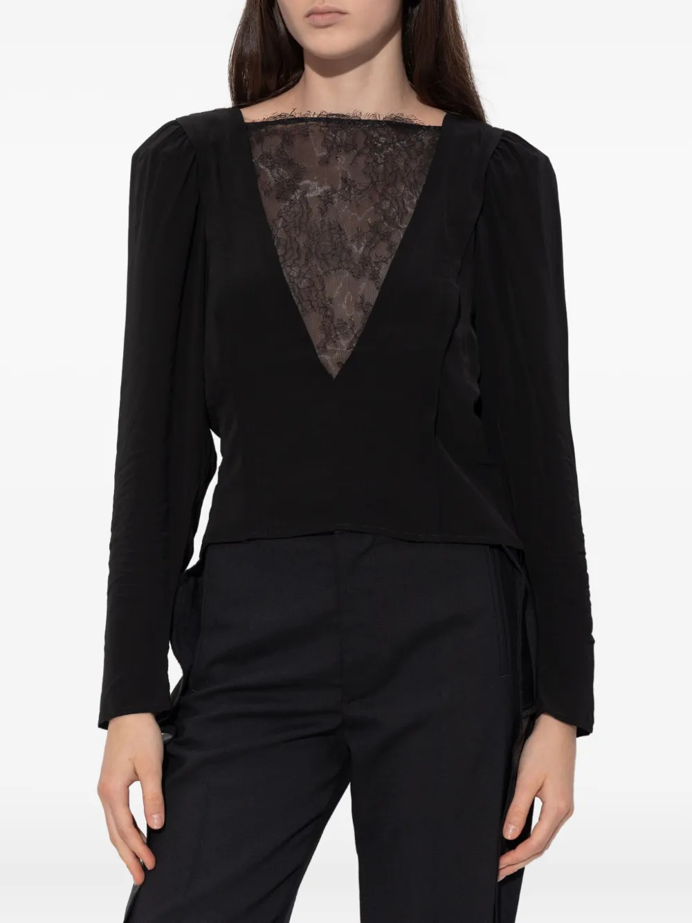 Iro Lace-panelled Blouse In Black