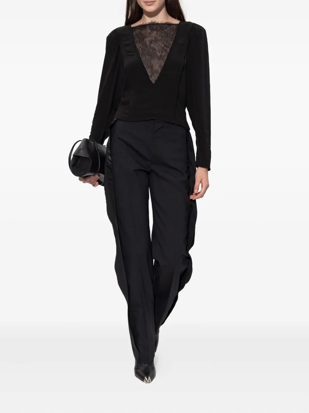 IRO lace-panelled blouse - Zwart
