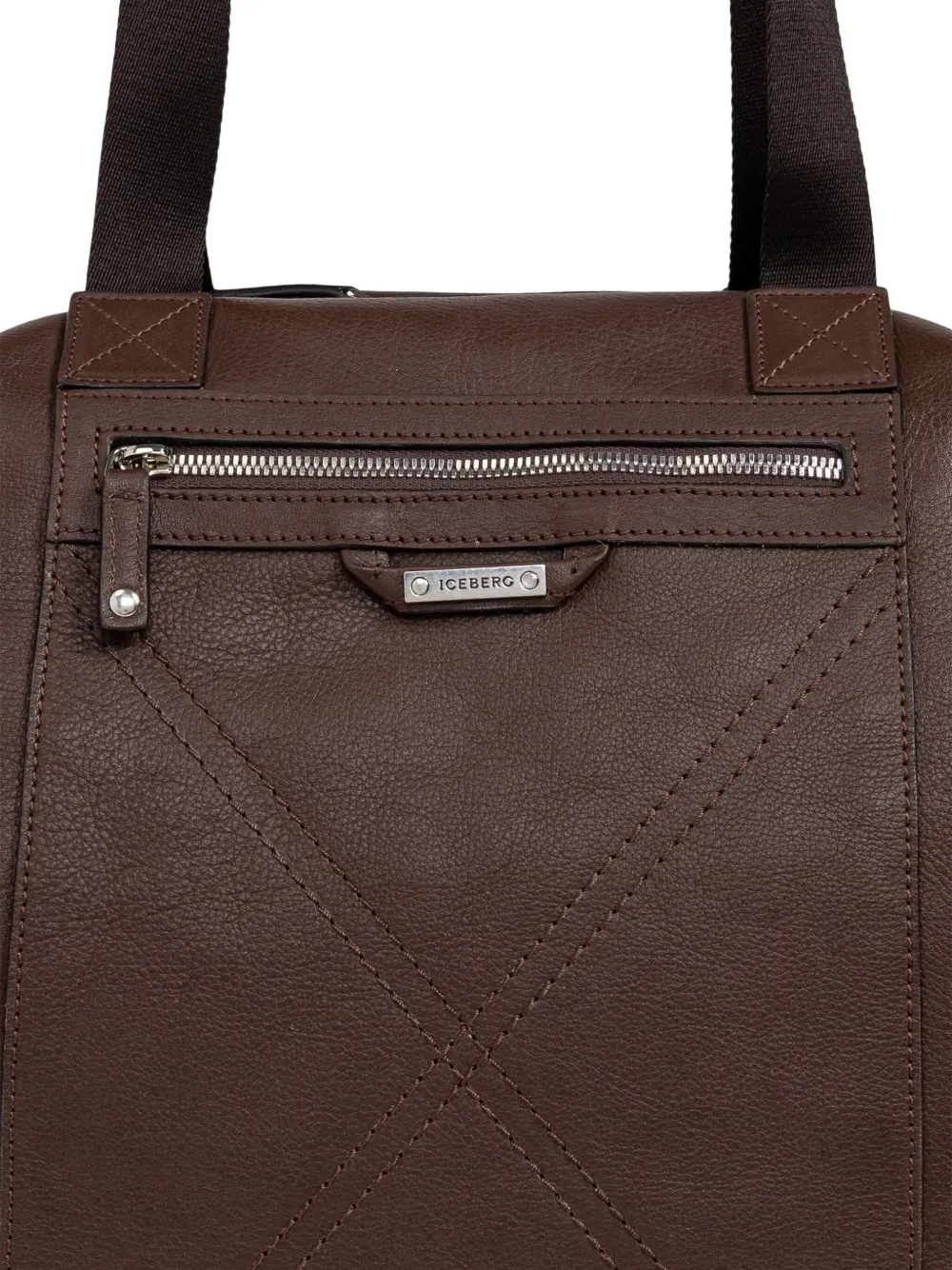 Iceberg Leren shopper met rits Bruin