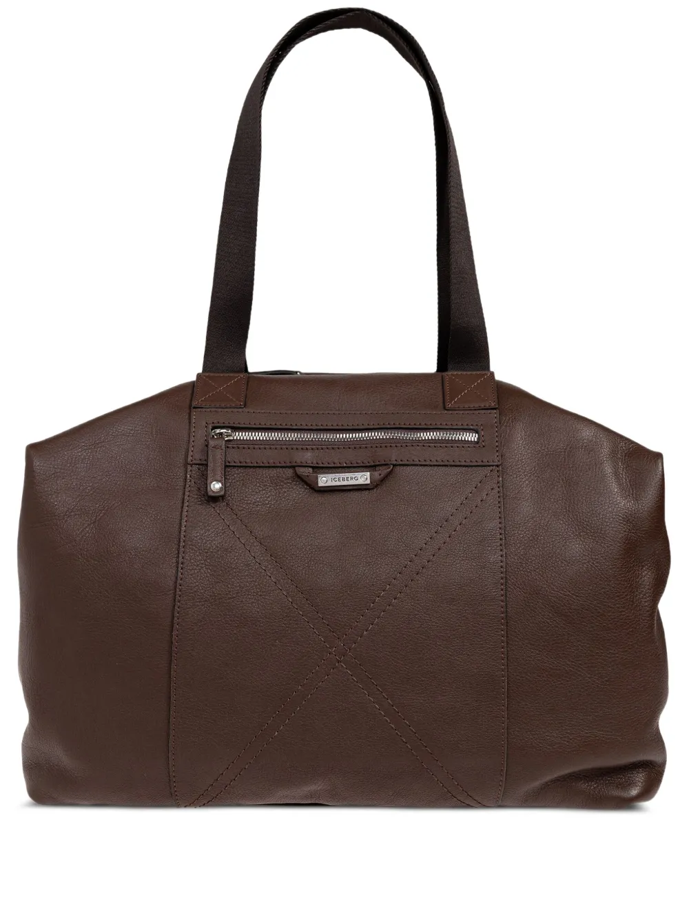 Iceberg zip leather tote bag | Brown | Image 1
