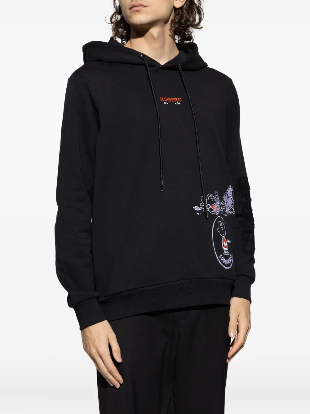 Iceberg Hoodie met geborduurde Peanuts Zwart