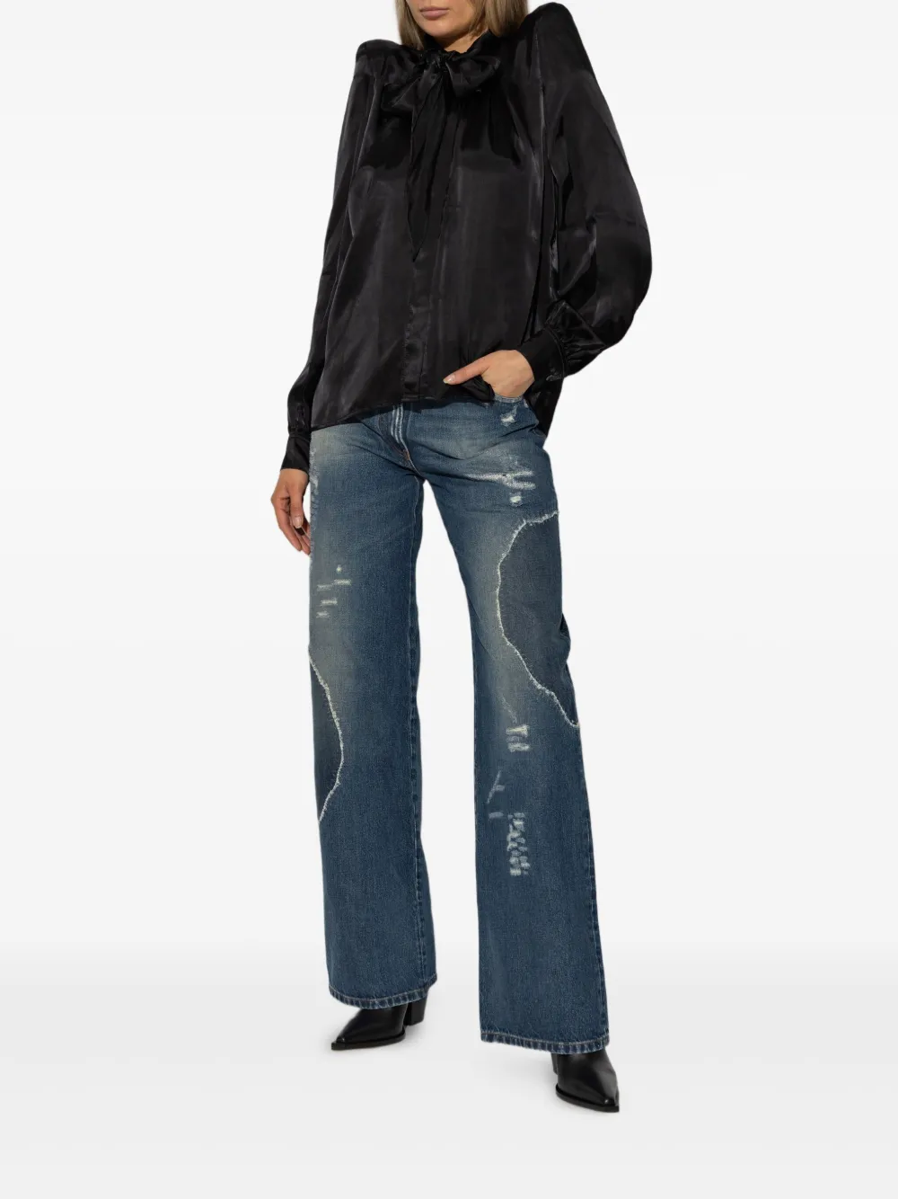 VETEMENTS Blouse met schoudervullingen en strik Zwart