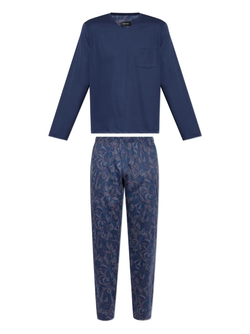 Hanro pocket V-neck pajama | Blue | Image 1