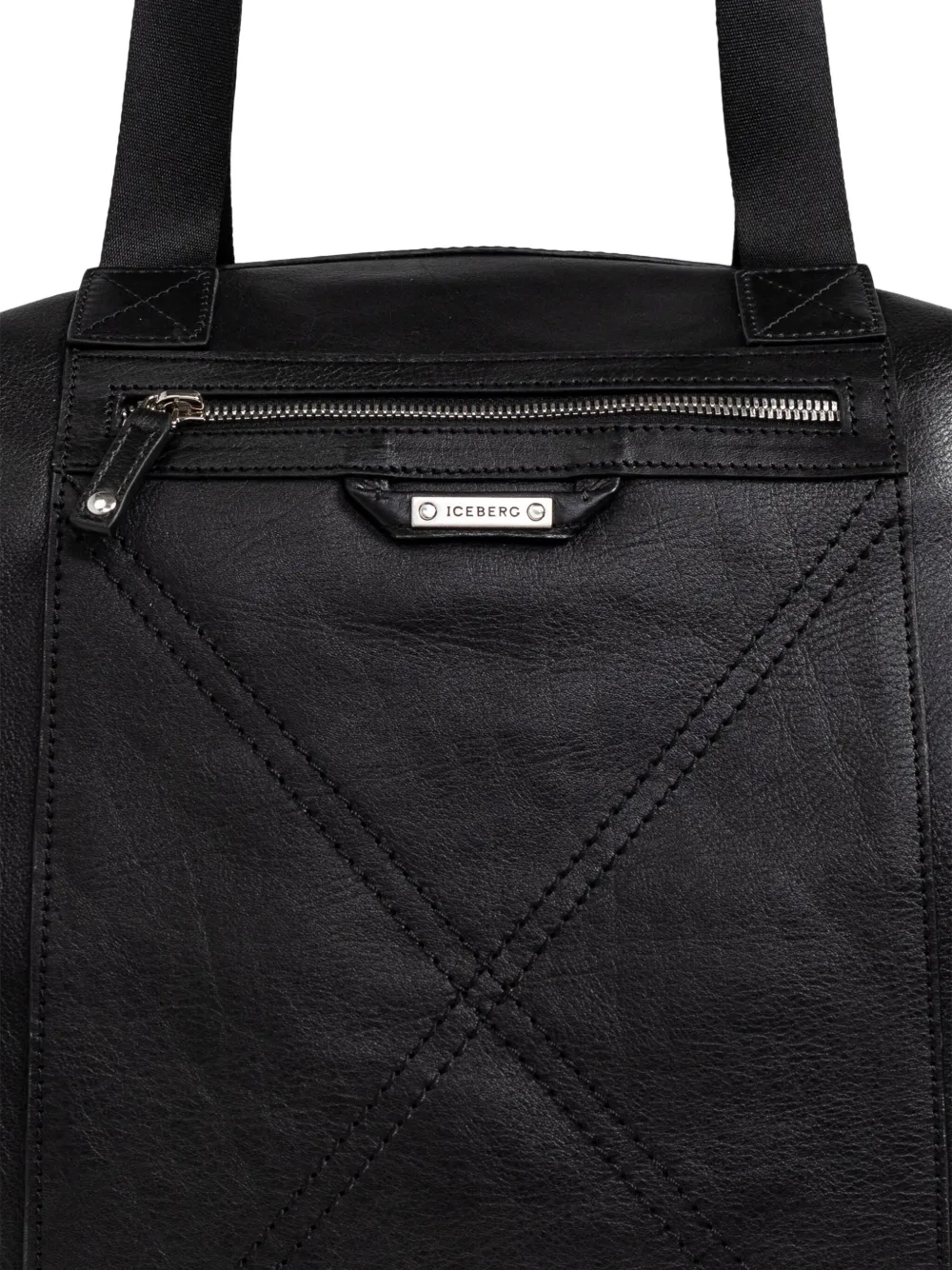 Iceberg Leren shopper met rits Zwart