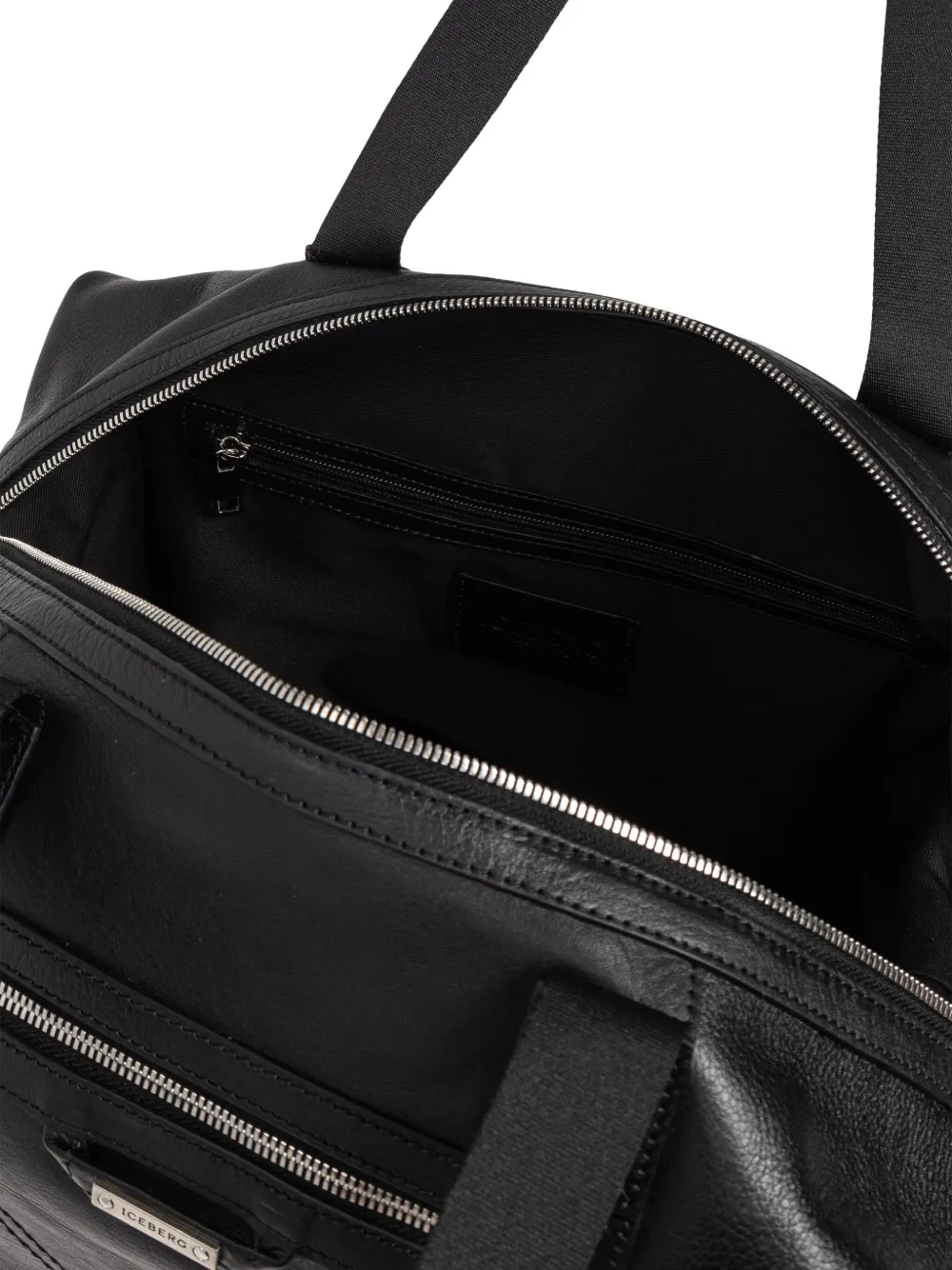 Iceberg Leren shopper met rits Zwart