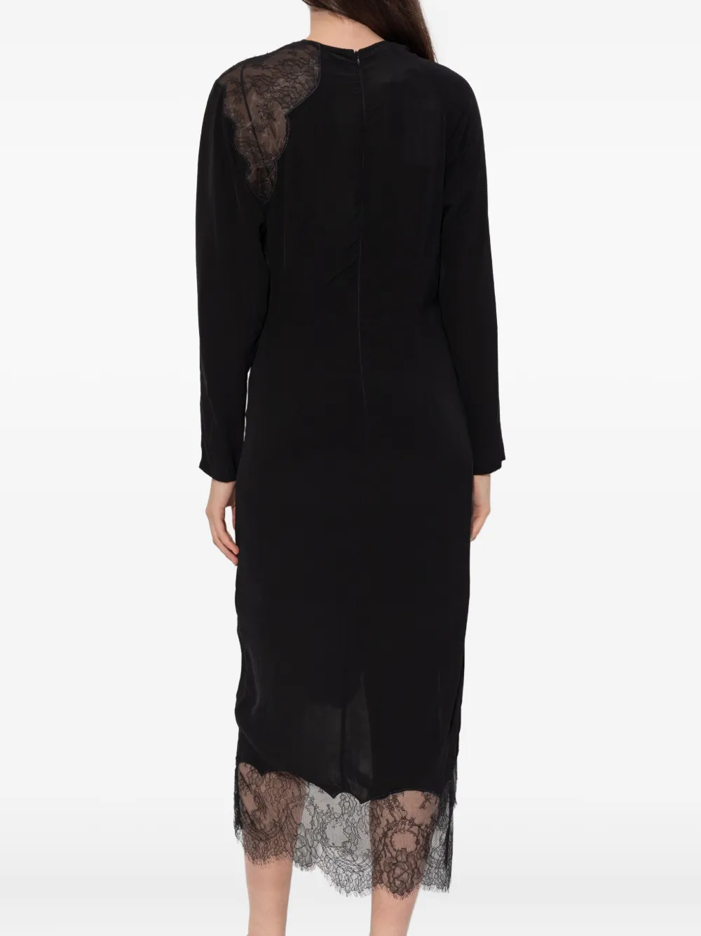 Iro Adima Lace-panel Midi Dress In Black