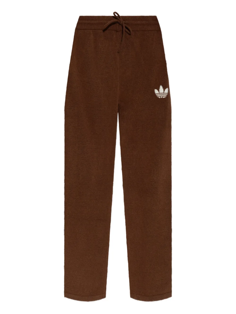 Adidas Originals Logo Drawstring Knit Trousers In Brown