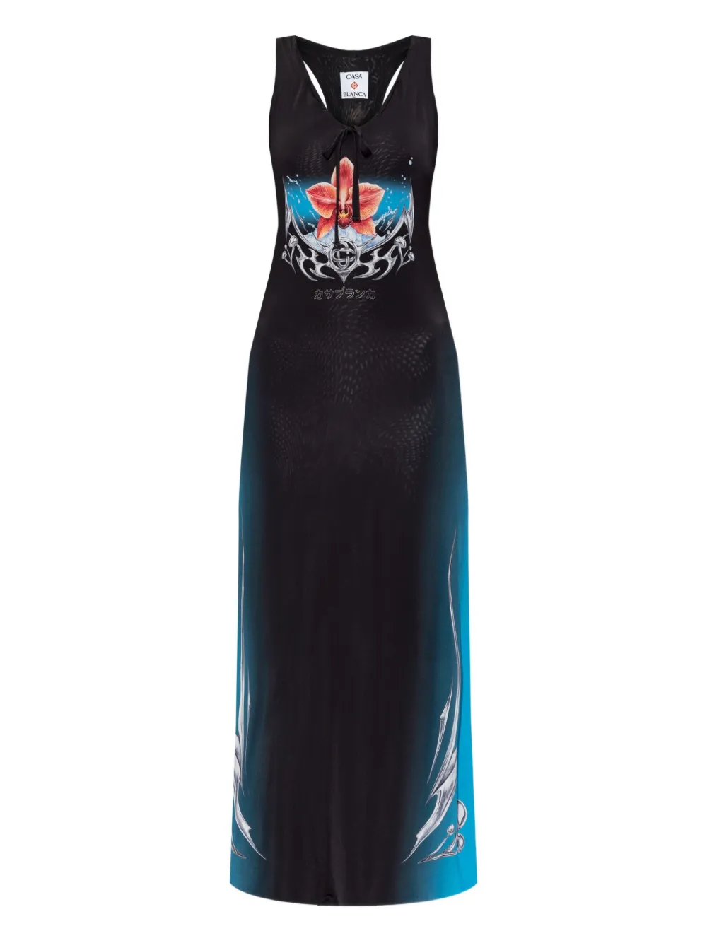 Casablanca Blades Slinky Jersey Midi Dress In Black