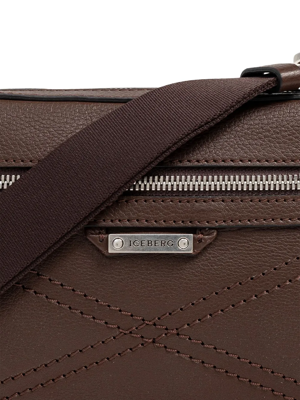 Iceberg Logo-plaque Leather Shoulder Bag In Brown