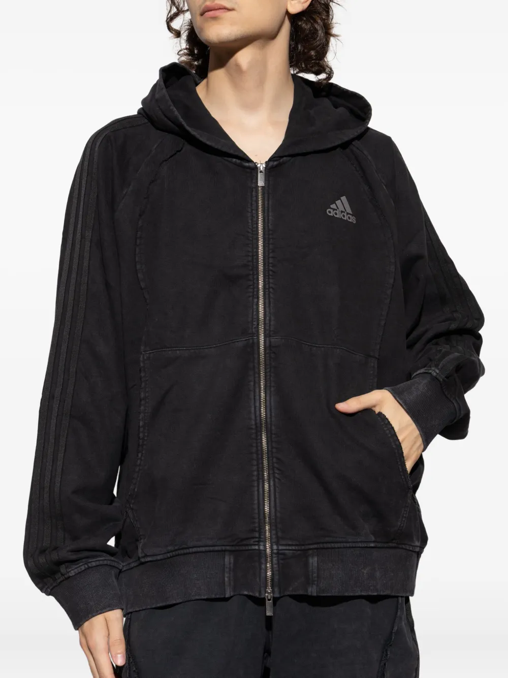 adidas Adilenium Teamgeist hoodie met rits en logoprint Zwart